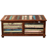 Salvage Reclaimed Wood Multi-Color Coffee Table Storage Trunk Chest 114x50x50CM